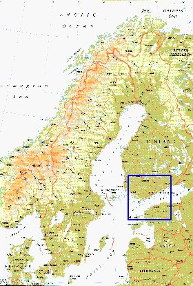 mapa de Suecia em ingles