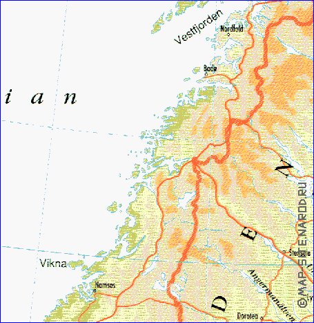 mapa de Suecia em ingles