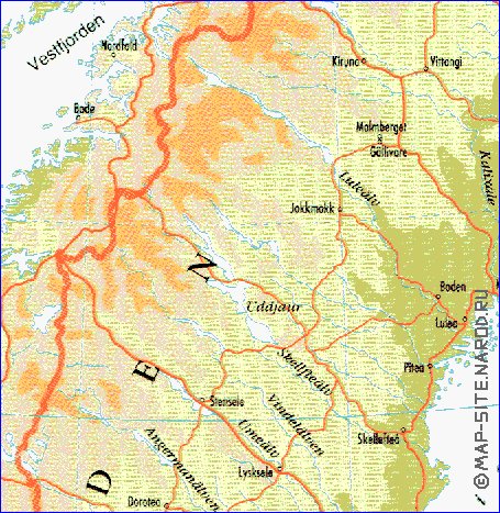 mapa de Suecia em ingles