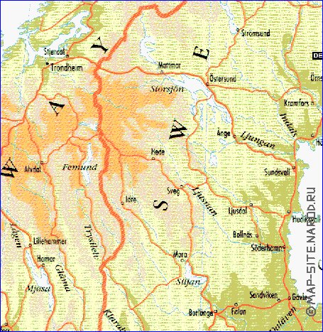 mapa de Suecia em ingles