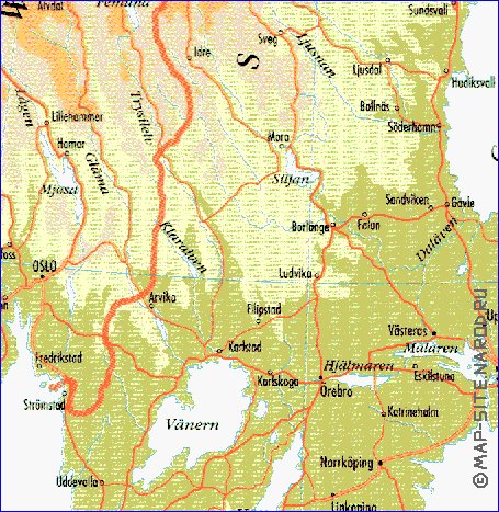 mapa de Suecia em ingles