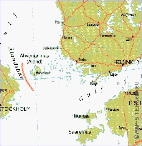 mapa de Suecia em ingles