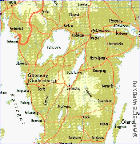 mapa de Suecia em ingles