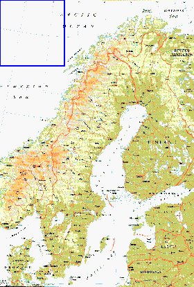 mapa de Suecia em ingles