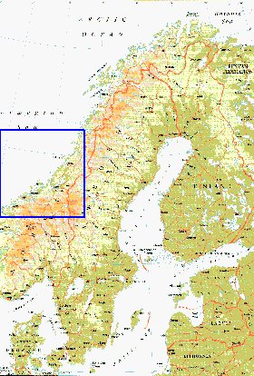 mapa de Suecia em ingles