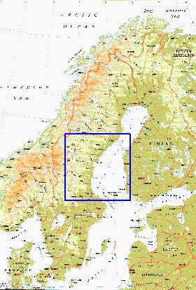 mapa de Suecia em ingles