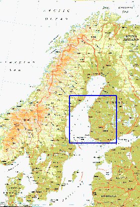 mapa de Suecia em ingles