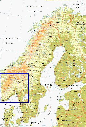 mapa de Suecia em ingles