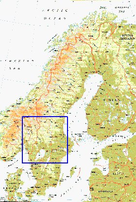 mapa de Suecia em ingles