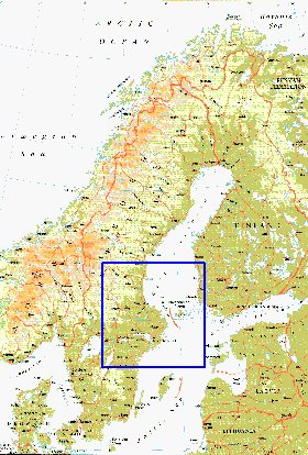 mapa de Suecia em ingles