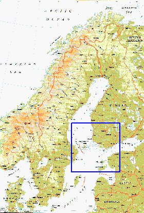 mapa de Suecia em ingles