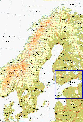 mapa de Suecia em ingles