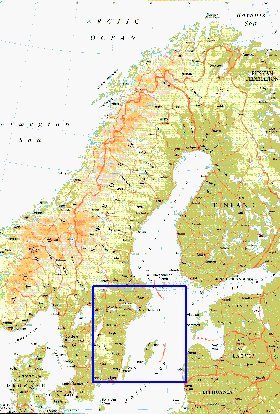 mapa de Suecia em ingles