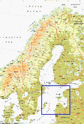 mapa de Suecia em ingles