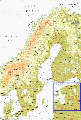 mapa de Suecia em ingles