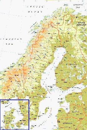 mapa de Suecia em ingles