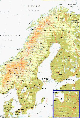 mapa de Suecia em ingles