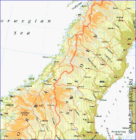 mapa de Suecia em ingles