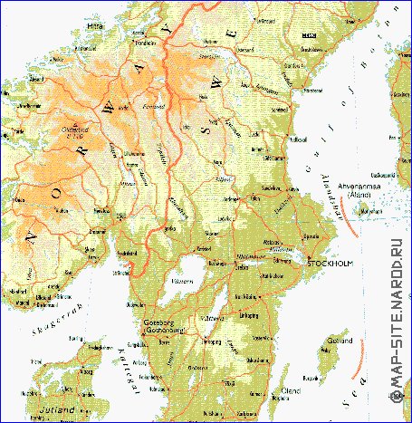 mapa de Suecia em ingles