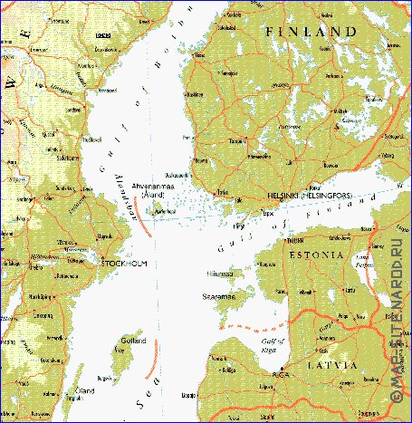 mapa de Suecia em ingles