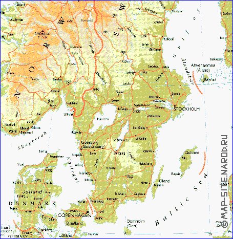 mapa de Suecia em ingles