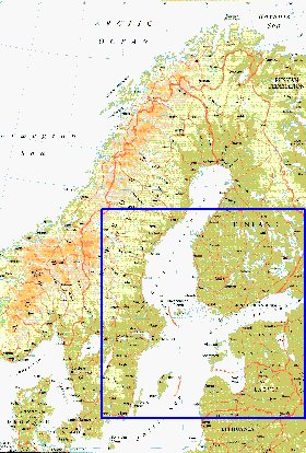 mapa de Suecia em ingles