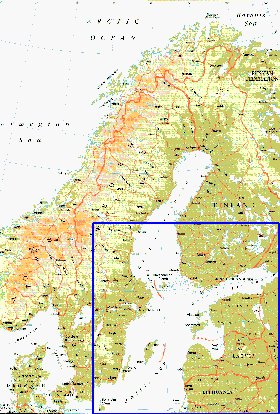 mapa de Suecia em ingles