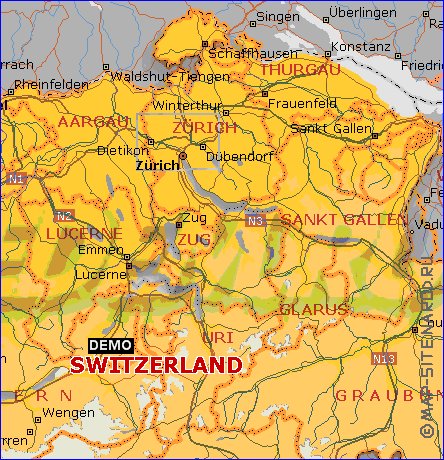 Administratives carte de Suisse en anglais