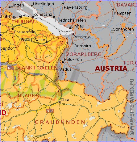 Administratives carte de Suisse en anglais