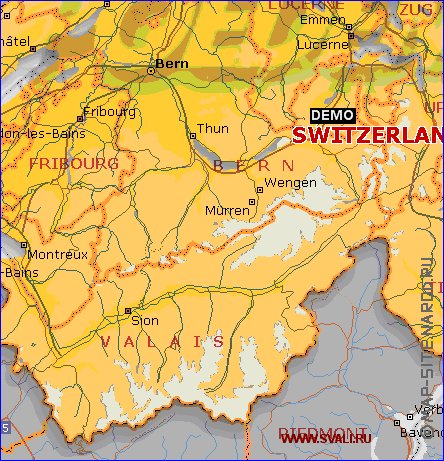 Administratives carte de Suisse en anglais
