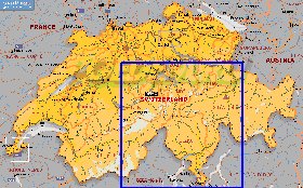 Administrativa mapa de Suica em ingles