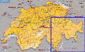 Administrativa mapa de Suica em ingles