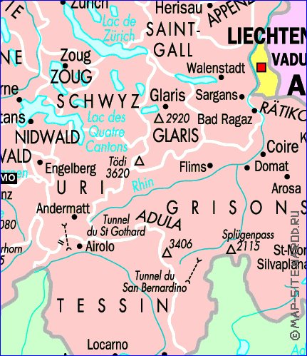 Administrativa mapa de Suica em frances