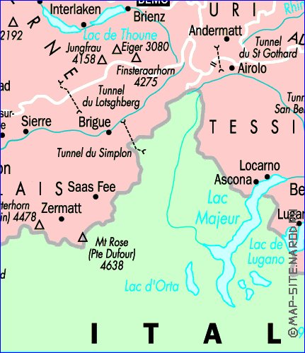 Administrativa mapa de Suica em frances