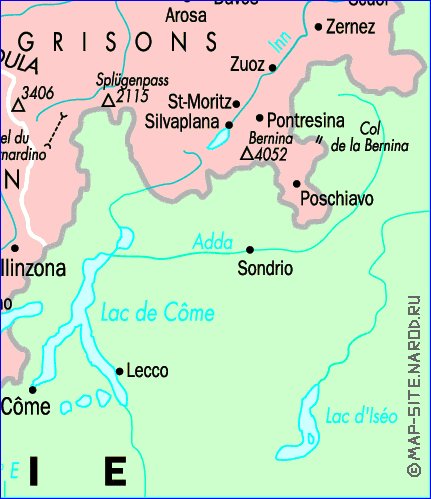 Administrativa mapa de Suica em frances