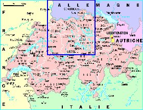 Administrativa mapa de Suica em frances