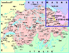 Administrativa mapa de Suica em frances