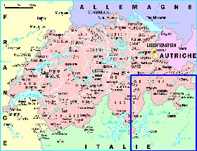 Administrativa mapa de Suica em frances