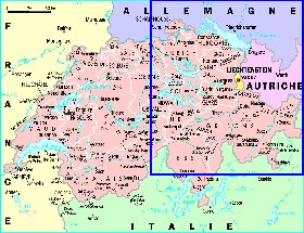 Administrativa mapa de Suica em frances