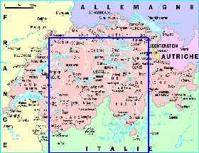 Administrativa mapa de Suica em frances