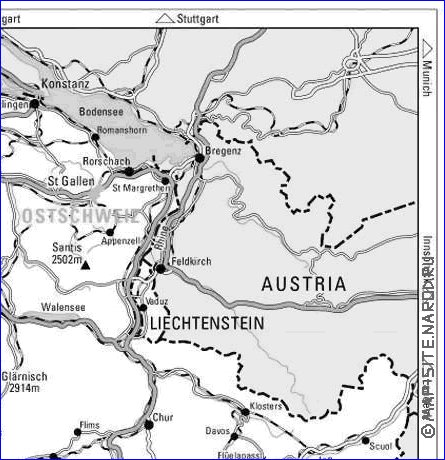 carte de Suisse en anglais