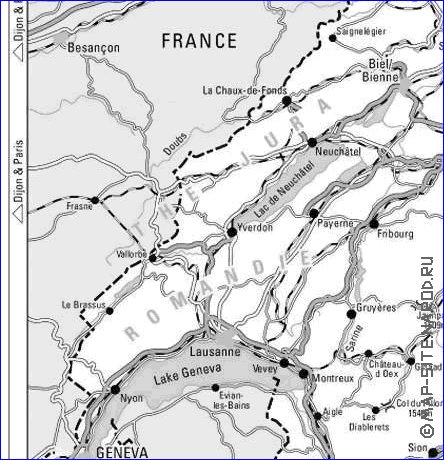 carte de Suisse en anglais