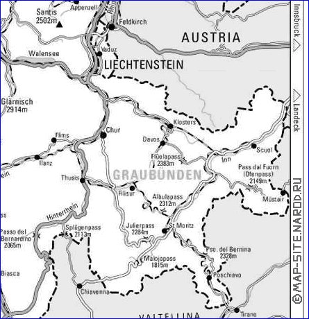 carte de Suisse en anglais