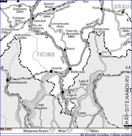 carte de Suisse en anglais