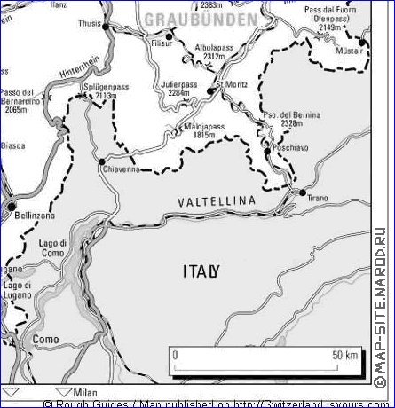 carte de Suisse en anglais