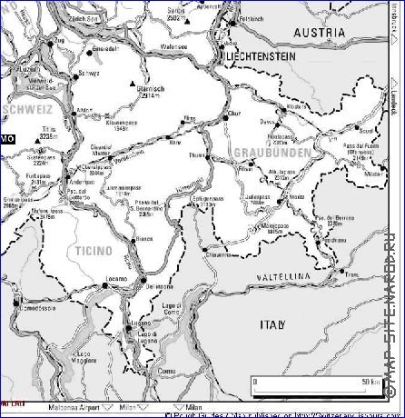 carte de Suisse en anglais