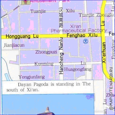 carte de Xi'an en anglais