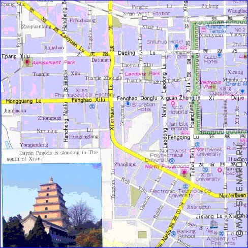 carte de Xi'an en anglais