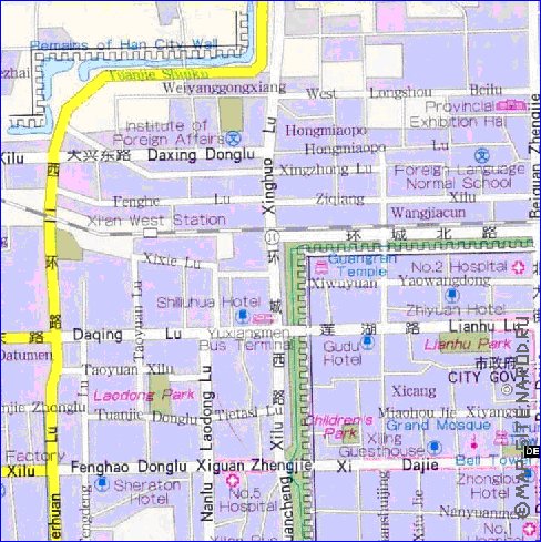 carte de Xi'an en anglais