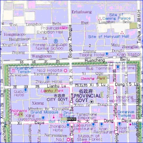 mapa de Xian em ingles